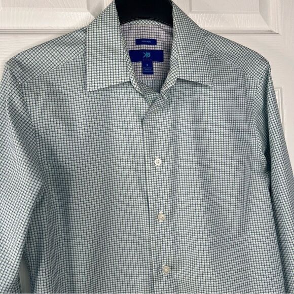 Sz S Egara Checkered Shirt with Blue and Green Pattern $50 MSRP NWOT - Picture 6 of 11